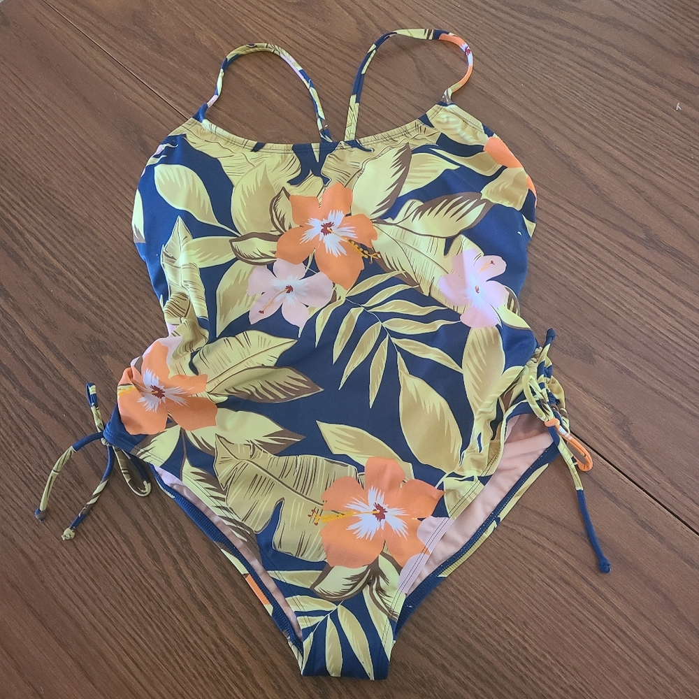 NWT Beach Betty by Miracle Brands Navy and Orange Floral One Piece Swimsuit XL